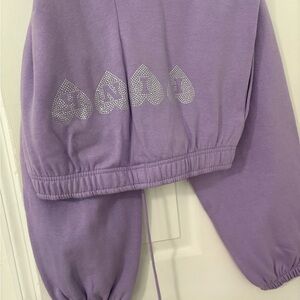 PINK Victoria's Secret Lavender Rhinestone Heart Joggers - Kids